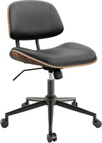 Armless Office Chair with Wheels, PU Leather Adjustable Height Desk Chair - Image 8