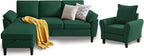 79" Convertible Sectional Sofa Set, Modern Linen Small L Shaped Couch by Chireca