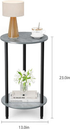 Small Round Side Table, 2-Tier Modern Accent/Bedside Table - Image 2