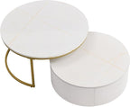 27.6" Modern Round Nesting Coffee Table Fluted - Image 9