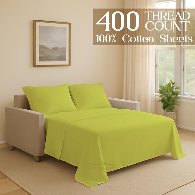Sleeper Sofa Bed Sheet, 100% Cotton 400 Thread Count, 4 Piece Set, Deep Pocket - Image 2