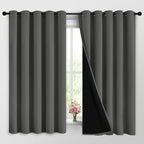 Yakamok Dark Grey 100% Blackout Curtains 63 Inches Long 62" Wide 2 Panels | by Yakamok