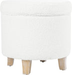 HomePop Round Transitional Faux Sheepskin Fabric Storage Ottoman|Homepop Home - Image 9