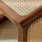Japanese Style Wood Rattan Stool Side Table Multi-Functional Shoe Bench Night - Image 4
