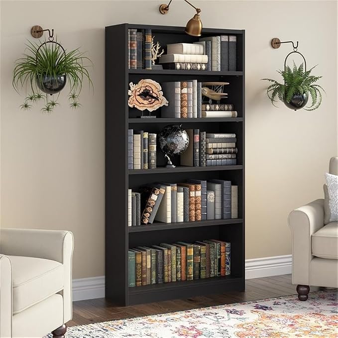 Bush Home Tall 5 Shelf Bookcase, 5 Tier Bookshelf Storage Cabinet - Image 2