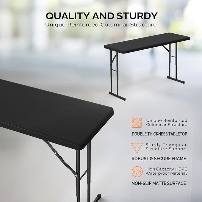 VINGLI 4 FT Narrow Folding Table, Home Work - Image 3
