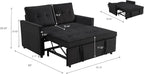 Sofa Bed, Pull Out Couch with Side Pockets, 3 in 1 Velvet Fabric Loveseat - Image 2