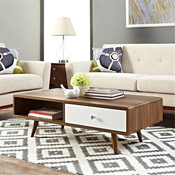 Modway Transmit Mid-Century Coffee Table, Walnut White - Image 2