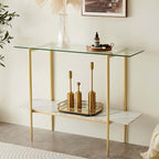 LumFurn Glass Console Table for Living Room, Foyer & Entrance, 2-Tiers - Image 3