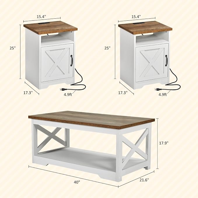 AMERLIFE 5-Piece Farmhouse Table Set Include 63" TV Stand - Image 4