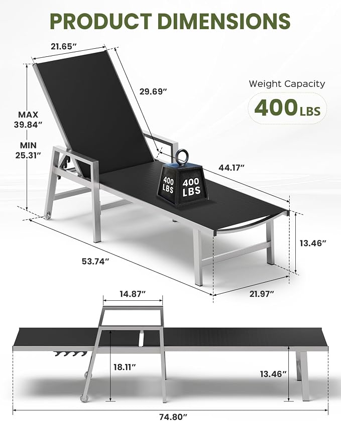 Vexwalx Patio Chaise Lounge Chair Outdoor - Image 2