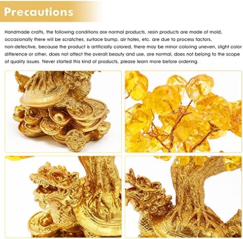 Feng Shui Money Tree Office Home Table Feng Shui Decoration Crystal Money Tree for Wealth and Good Luck,Golden QiLin-QL - Image 4