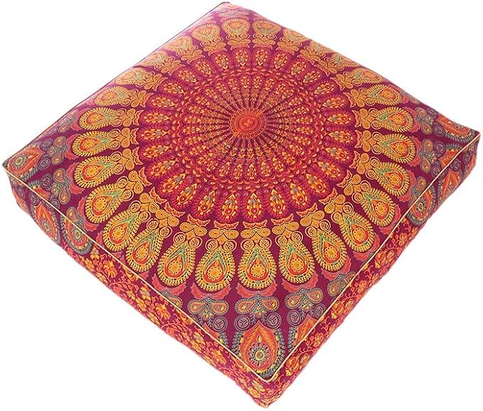 Mandala Floor Pillow Cover Meditation Cushion Seating Throw Hippie Round by EyesofIndia