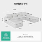 Novilla 133.8" Modular Cloud Couch, Modern Sectional Sofa - Image 2
