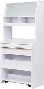 Kitchen Storage Cabinet with Hutch and Extendable Dining Table, 33.5" - Image 9