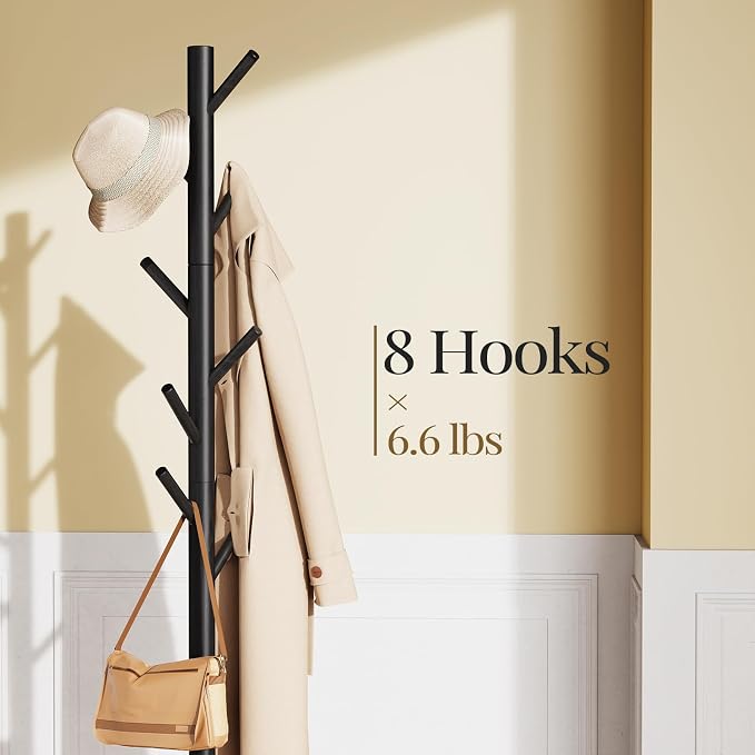 Pipishell Sturdy Wooden Coat Stand, 3 Adjustable Sizes Coat Tree - Image 2