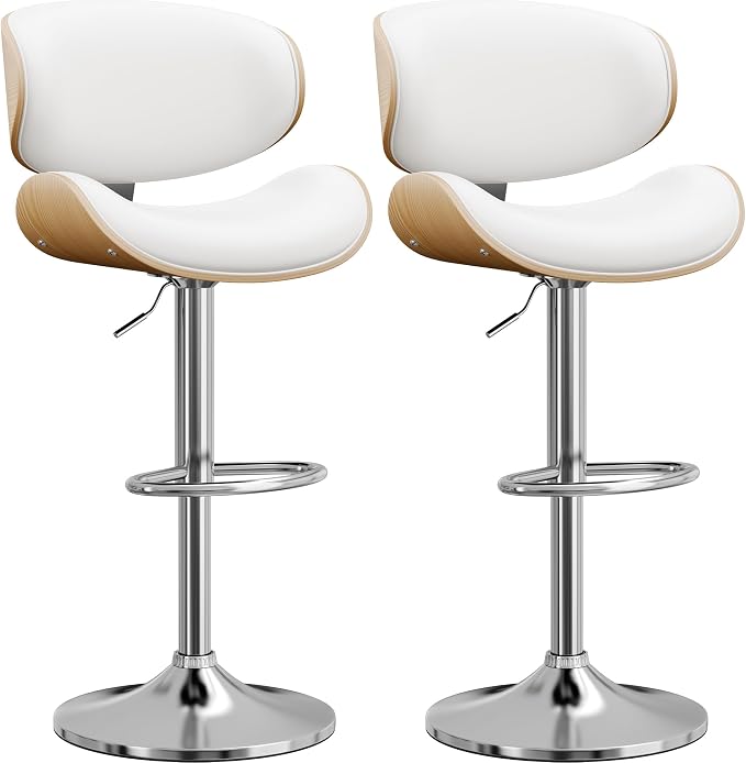 YaFiti Bar Stools Modern PU Leather Adjustable Swivel Barstools, Kitchen by YaFiti