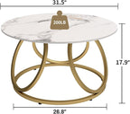 O&K FURNITURE Modern Gold Coffee Table, Faux Marble Pattern Center Table - Image 2