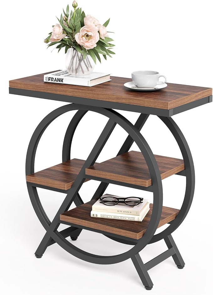 LITTLE TREE Industrial End Table, Narrow Side Table by LITTLETREE