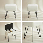 Vanity Stool Chair, Faux Teddy Fur Ottoman Foot Stool - Image 9