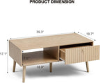 LCRBOL Coffee Table with Storage, Boho Dining Table with Fluted Drawer and - Image 2