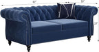 ORRD 2 Pieces Living Room Set, Velvet Couch Chesterfield Sofa Loveseat - Image 7