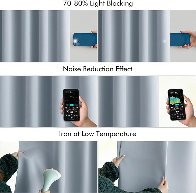 MIULEE Light Blue Back Tab Blackout Curtains 52x90 Inch Long 2 Panels Set | Rod - Image 5