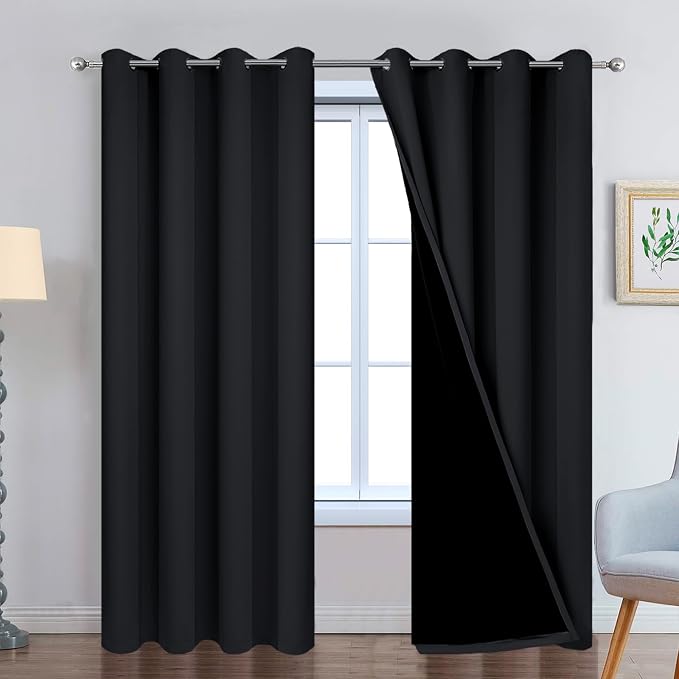 Yakamok Black 100% Blackout Curtains 90 Inches Long by Yakamok