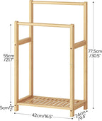 HOOBRO Freestanding Towel Rack for Bathroom, 2 Tier Decorative Bamboo Blanket - Image 4