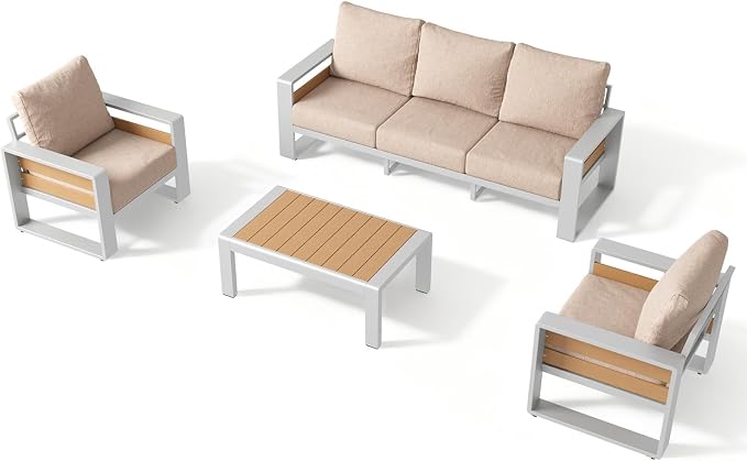 Aoxun Aluminum Patio Furniture Set, 5 Seats Luxury Outdoor Sectional - Image 8