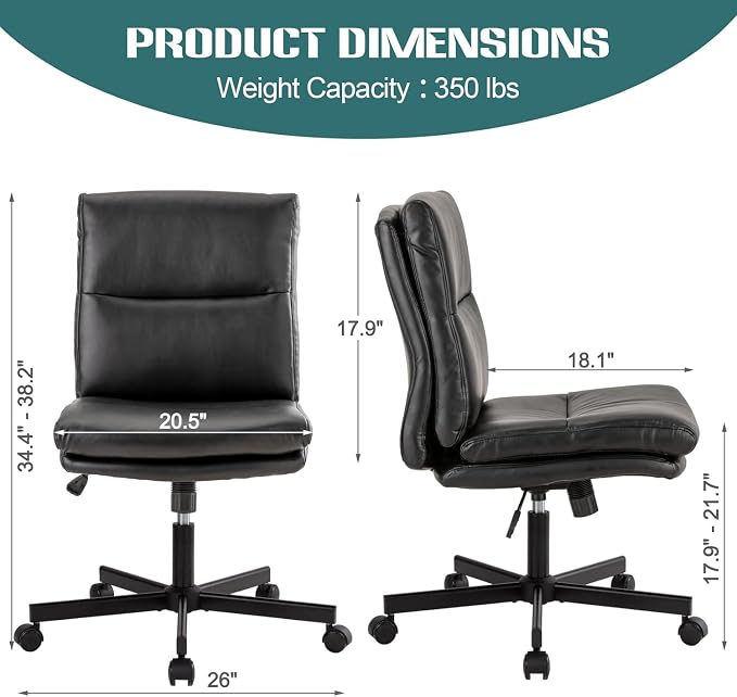 LUCKWIND Armless Office Desk Chair - Image 2