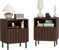 UEV Mid Century Modern Fluted Nightstand Set of 2, 2 Drawers End Table by YourHomeExcellentVendor