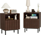 UEV Mid Century Modern Fluted Nightstand Set of 2, 2 Drawers End Table by YourHomeExcellentVendor