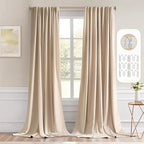 MIULEE Beige Back Tab Blackout Curtains 52x96 Inch Long 2 Panels Set | Rod by MIULEE