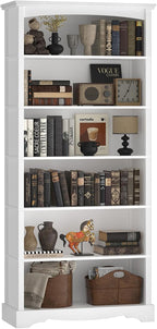TVU 6-Tier Wooden Bookshelf, 76 Inch Tall Bookshelf by TVU