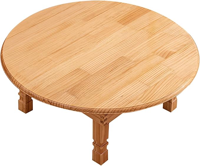 Folding Round Korean Solid Wood Table: Ideal by Unknown