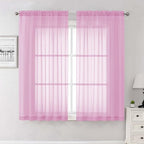 Light Pink Sheer Curtains 63 Inch Length 2 Pcs, Dual Rod Pockets Light by Lecloud