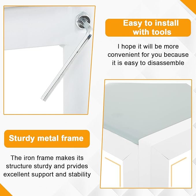 FDW | 5-Piece Dining Table Set | White | Glass Kitchen Table - Image 4