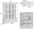 78" Large Storage Cabinet with Glass Doors, China Hutch, Farmhouse Kitchen - Image 2