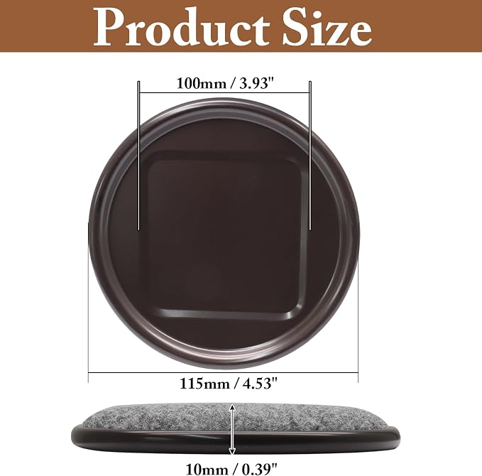 12Pcs Round Metal Felt Furniture Caster Cups, 4Inch Carpet-Bottom Furniture - Image 5