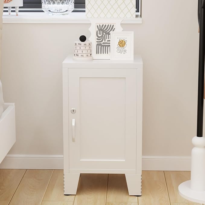 ALBAD Metal Nightstand with Lockable Cabinet, Compact Mini Locker Bedside Table - Image 2