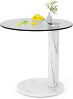 Hooseng Glass Round Coffee Table End Table, 22-Inch Modern Tempered Transparent - Image 3