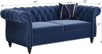 Chesterfield Loveseat Sofa, Modern Velvet Small Sofa Couch 2 Seater - Image 2