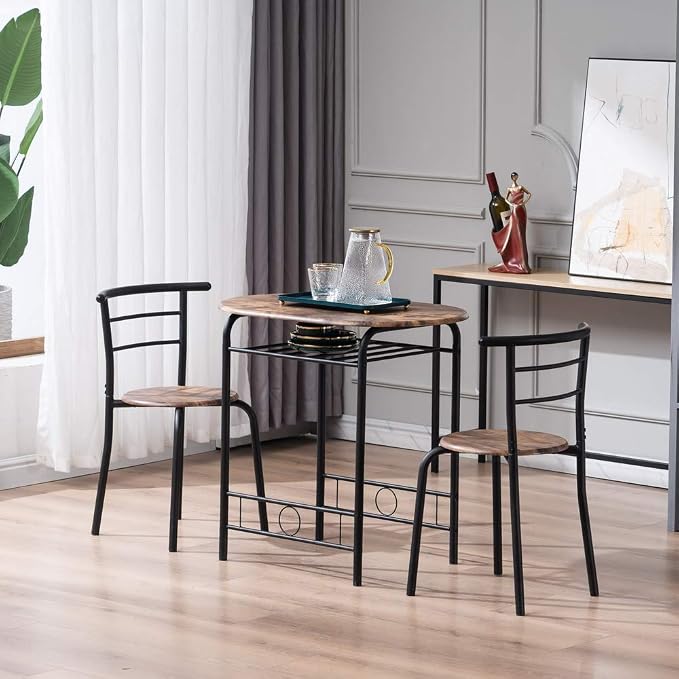 VINGLI 3 Piece Dining Set, Small Kitchen Table Set - Image 2