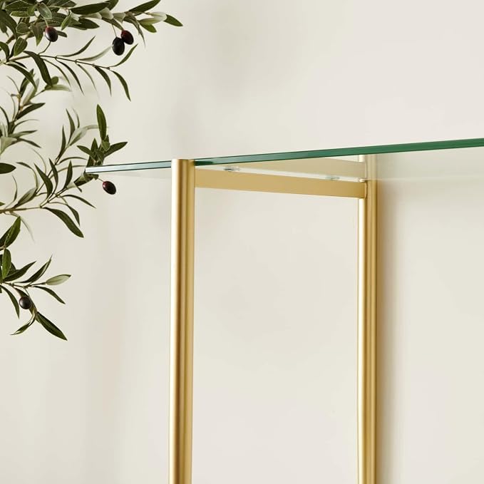 LumFurn Glass Console Table for Living Room, Foyer & Entrance, 2-Tiers - Image 7