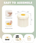 B FSOBEIIALEO Storage Ottoman Foldable, Sunflower Shaped Small Footrest - Image 3