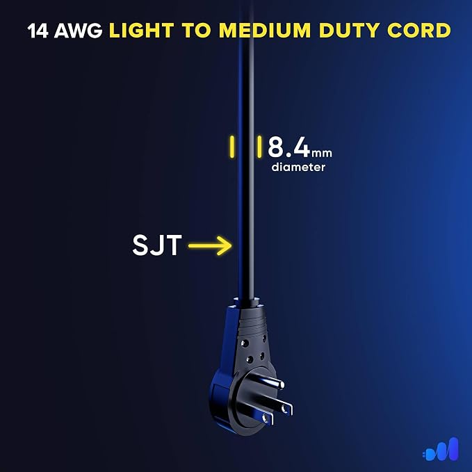 Maximm Extension Cord 6 Feet – 360° Rotating Flat Plug, 3-Prong Grounded Power - Image 5