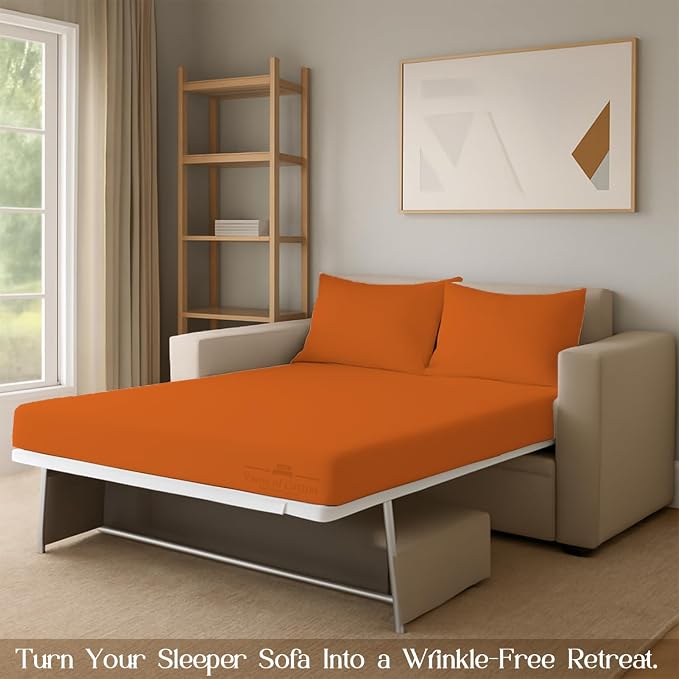 Sleeper Sofa Bed Sheet, 100% Cotton 400 Thread Count, 4 Piece Set, Deep Pocket - Image 7