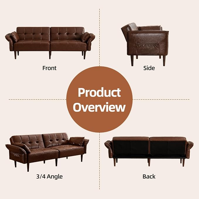 HALLYBEE Futon Sofa Bed, Sleeper Sofa, Small Couch - Image 9