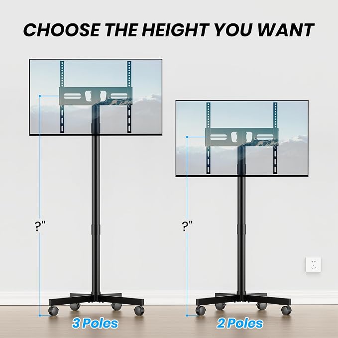 Mobile TV Cart Rolling TV Stand - Image 3